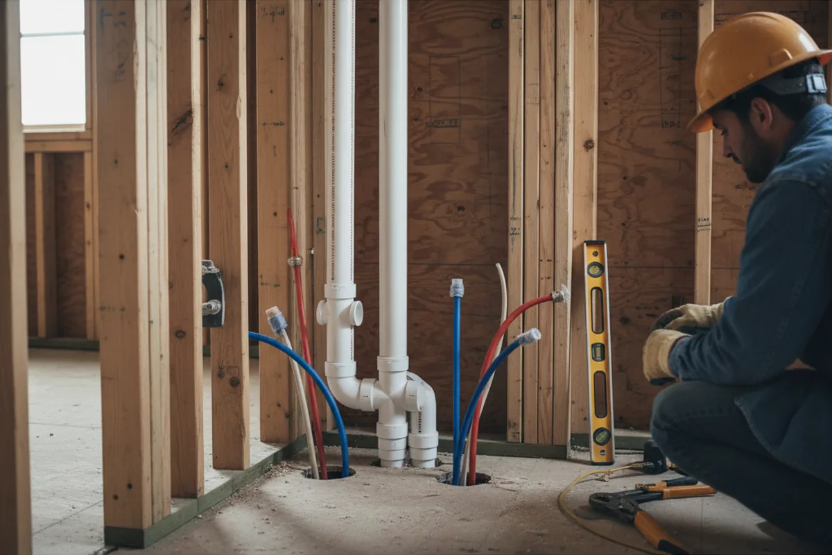Drain and supply rough-in during Leak Detection in Clairton