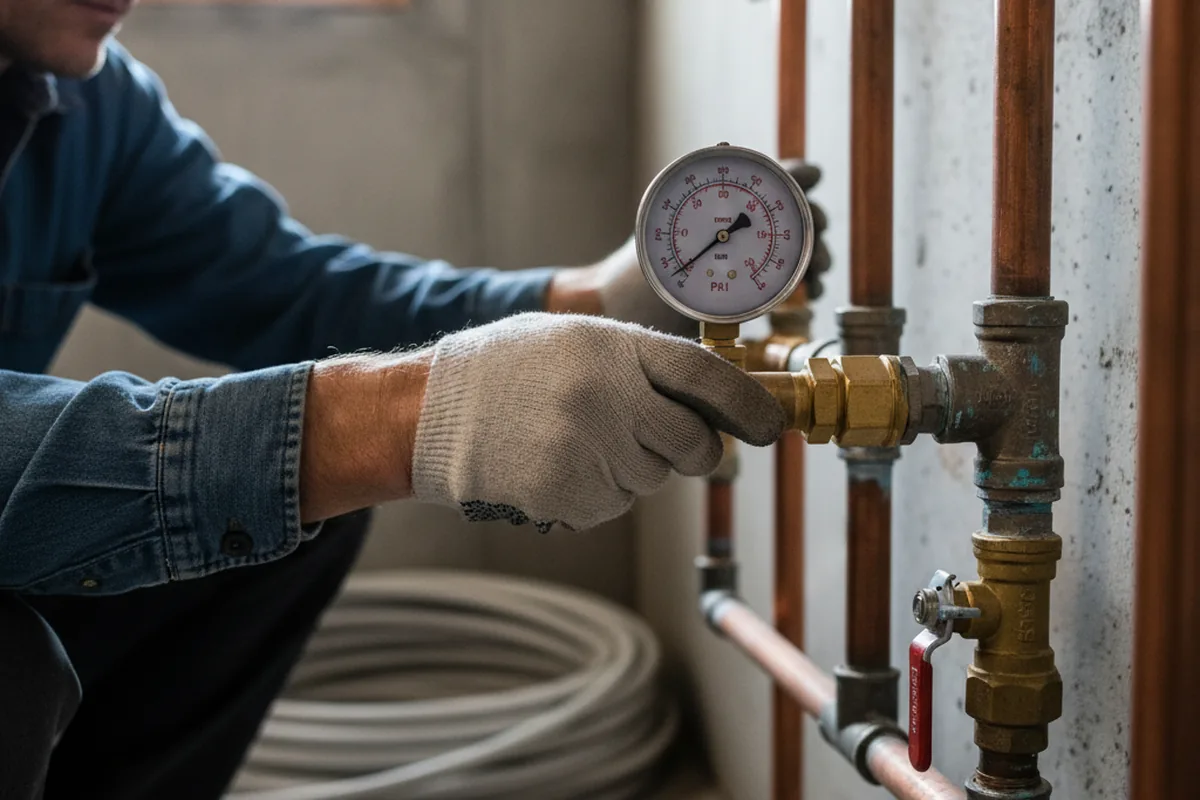 Pressure testing a repaired line during Water Line Repair in Clairton